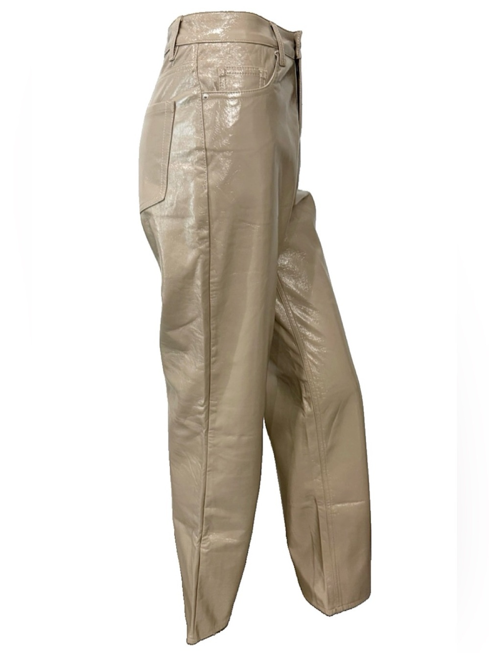 PacSun 90’s Boyfriend Faux Leather Pants Taupe Beige Size 27 Straight Leg - Picture 4 of 10